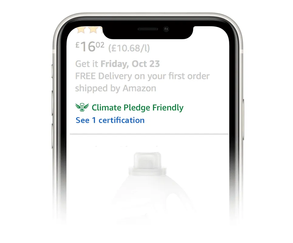 Amazon's Climate Pledge Friendly badge on a product